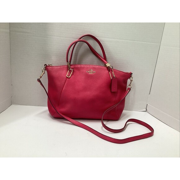 Coach Handbags - coach Kelsey pebbled pink/fuchsia leather shoulder handbag double handles